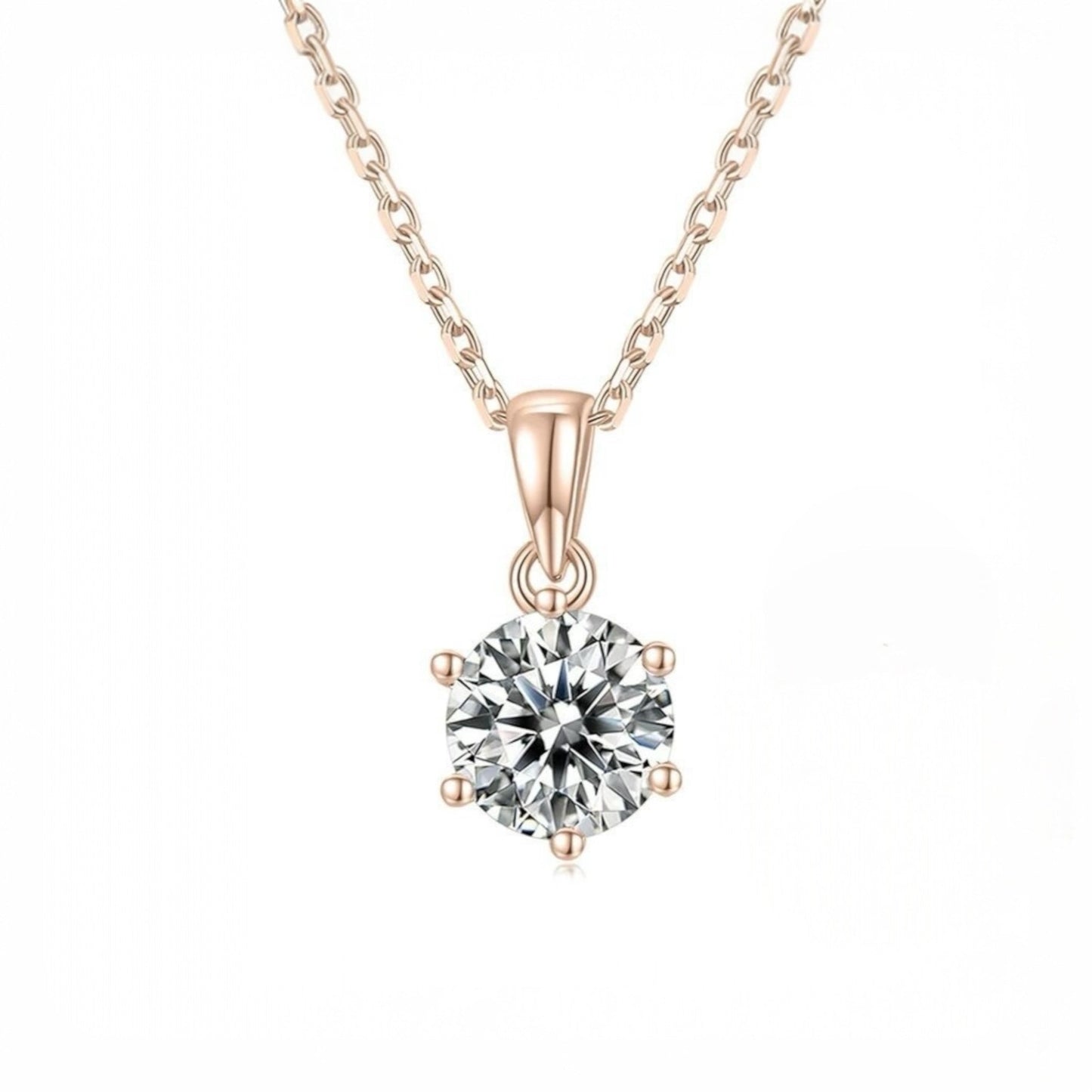 Simple 1ct moissanite 6-prong gold necklace DAPR