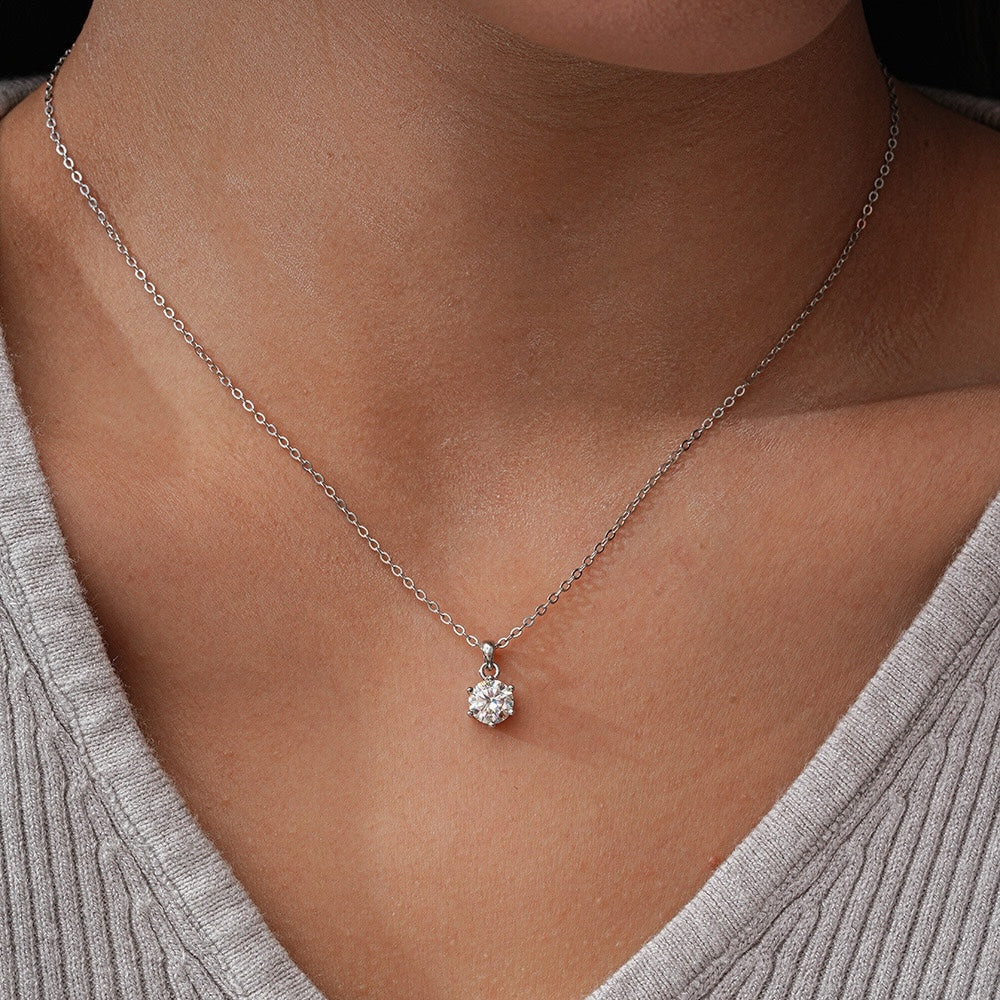 Simple 1ct moissanite 6-prong necklace DAPR