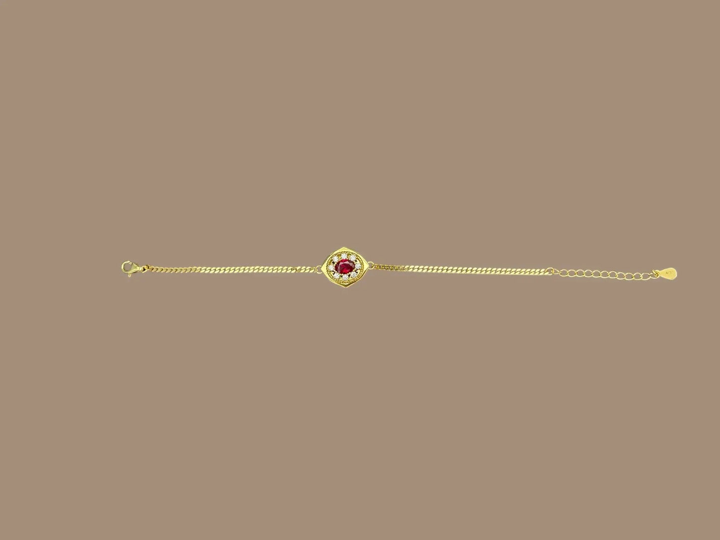 1ct Red Moissanite Diamond Cuban Link Bracelet DAPR