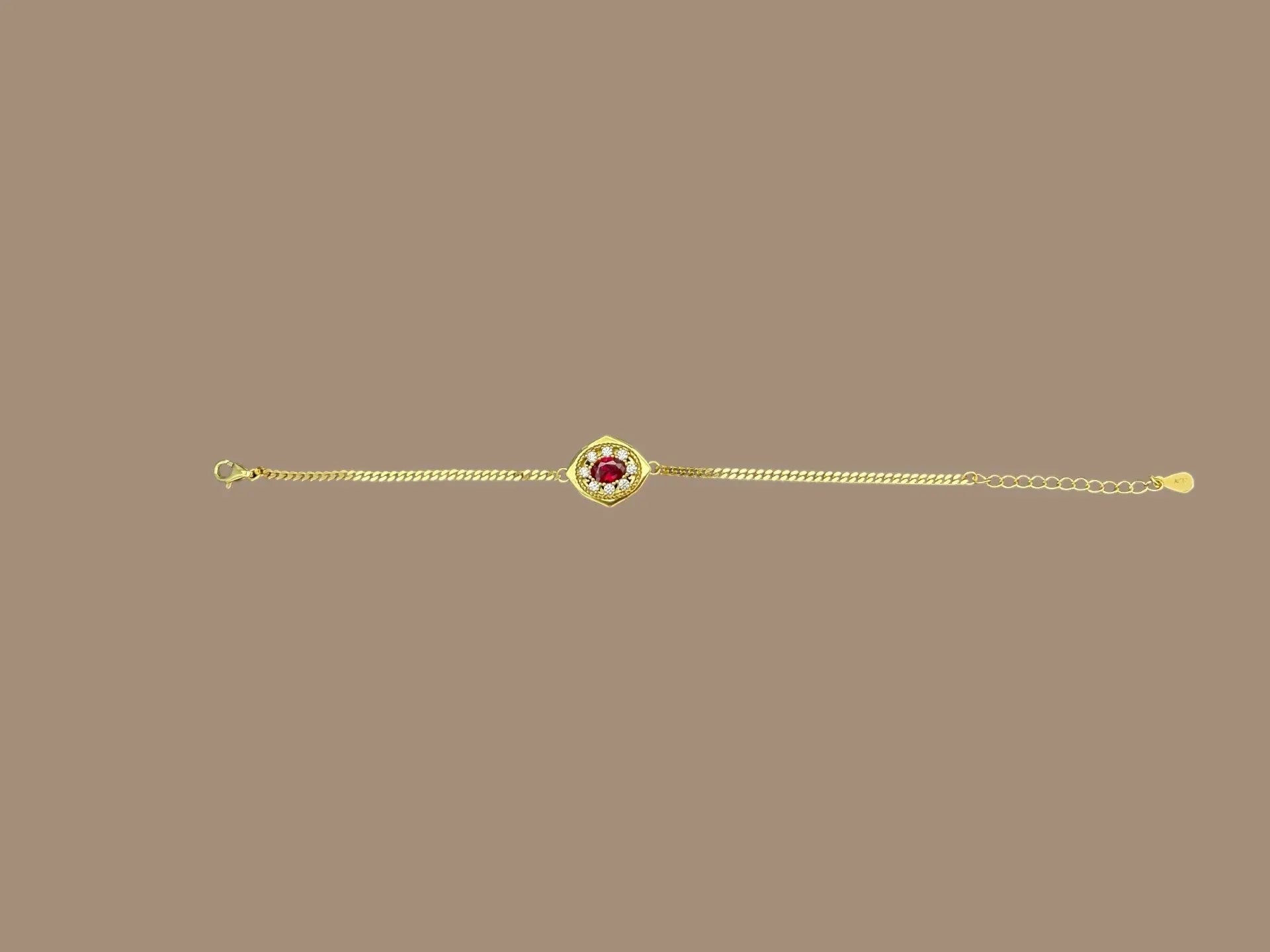 1ct Red Moissanite Diamond Cuban Link Bracelet DAPR