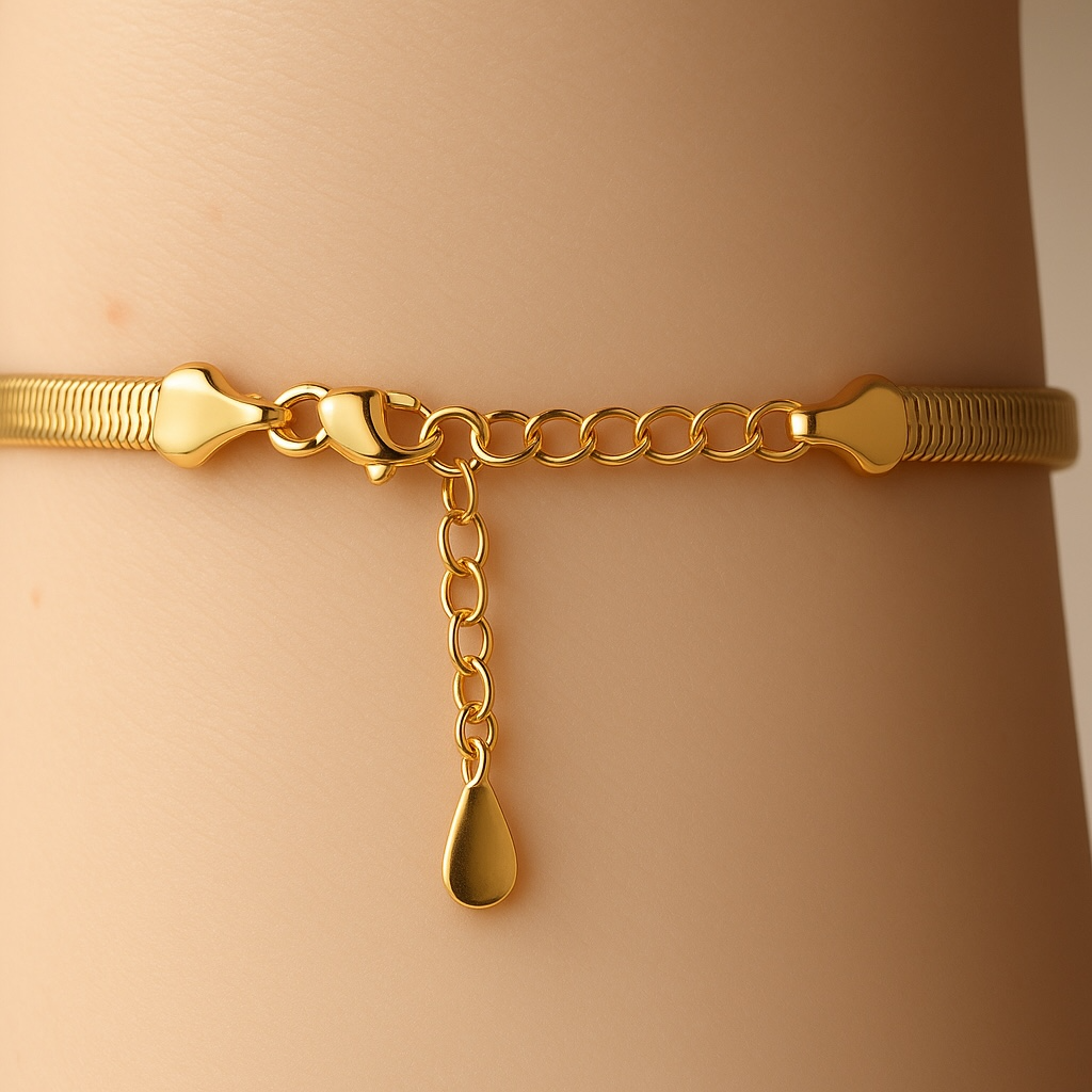 Rose gold snake bracelet with 1ct moissanite on sterling silver, elegant and adjustable chain design