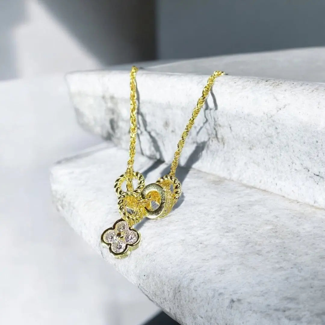 18k Gold Four Leaf Clover Necklace DAPR