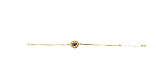 1ct Red Moissanite Diamond Cuban Link Bracelet DAPR