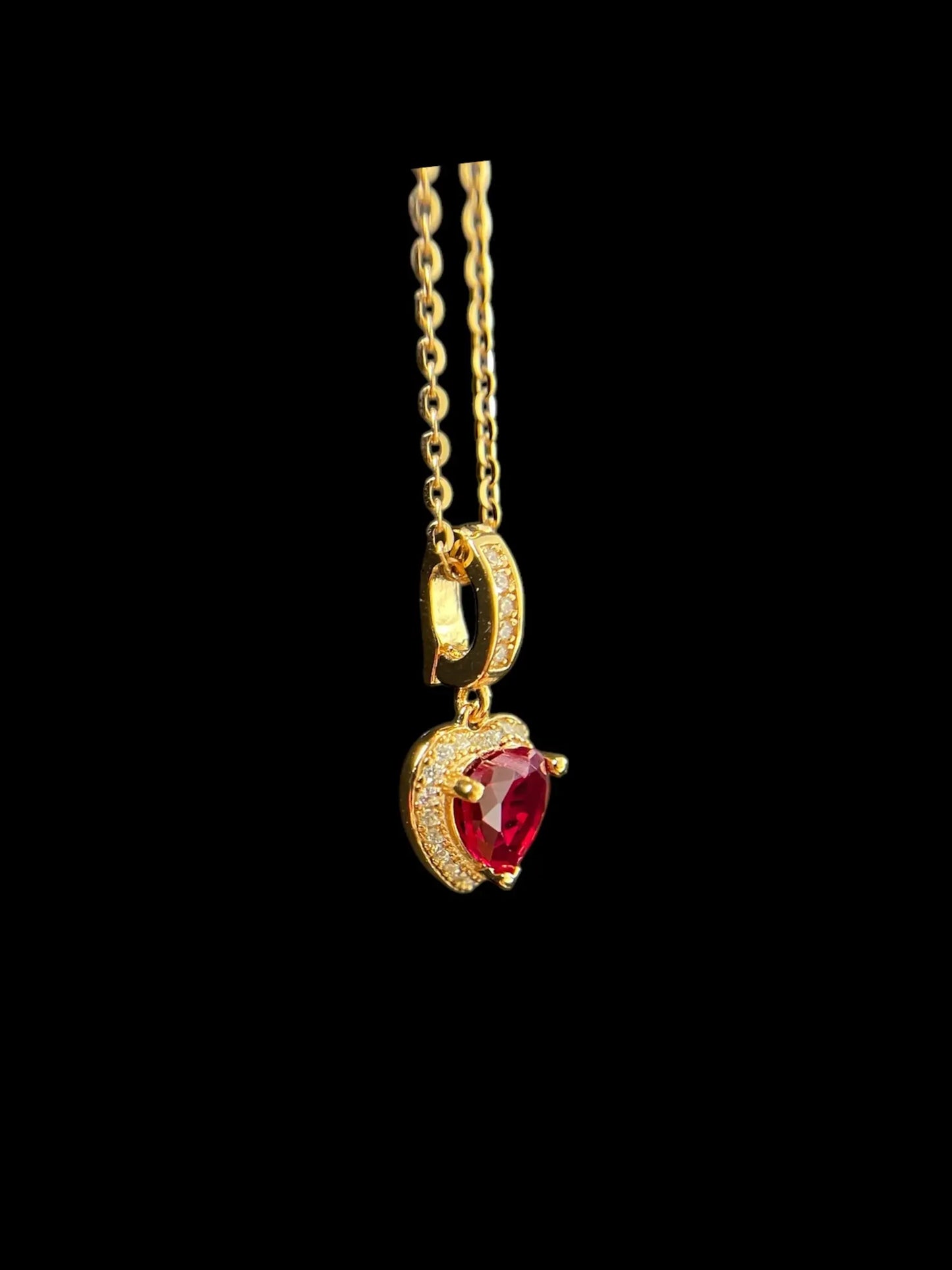 1ct Red Heart 18k Gold Necklace Valentine’s Day Gift DAPR