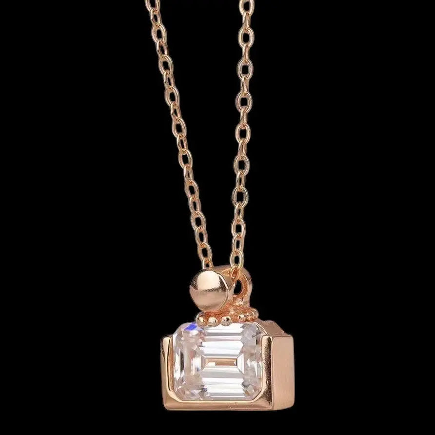 Perfume Bottle Design Emerald Cut Diamond Necklace DAPR