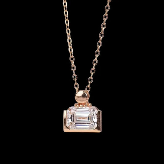 Perfume Bottle Design Emerald Cut Diamond Necklace DAPR