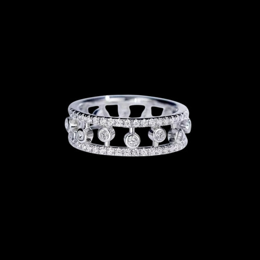 Double Band Ring Full Moissanite Pavé Setting