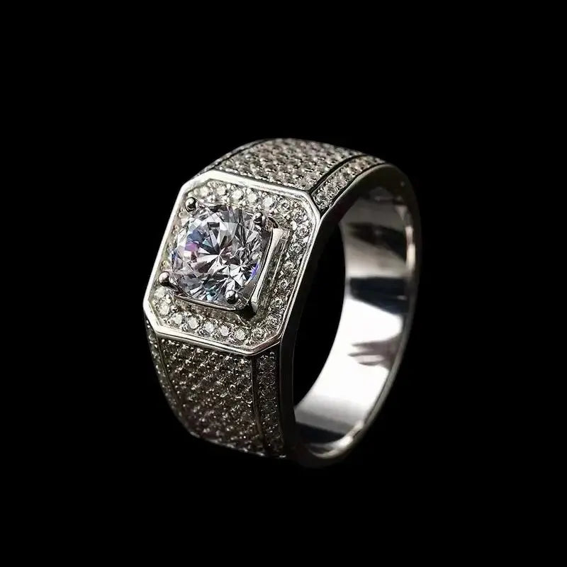 Men’s Bold Moissanite Centerpiece Ring 1ct DAPR